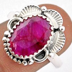 5.08cts natural red ruby oval 925 sterling silver ring jewelry size 8.5 t86668