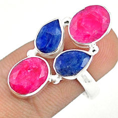 7.33cts natural red ruby sapphire 925 sterling silver ring jewelry size 7 u32244