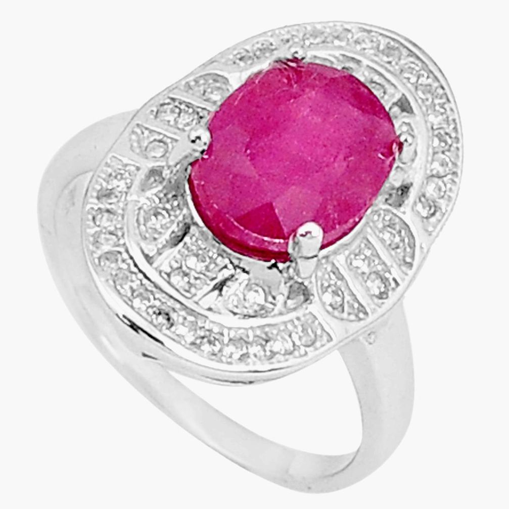 4.46cts natural red ruby topaz 925 silver solitaire ring jewelry size 5.5 c17693
