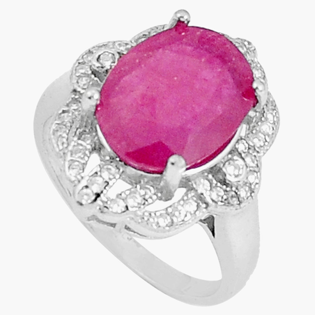 LAB 5.52cts natural red ruby topaz 925 silver solitaire ring jewelry size 6.5 c17711