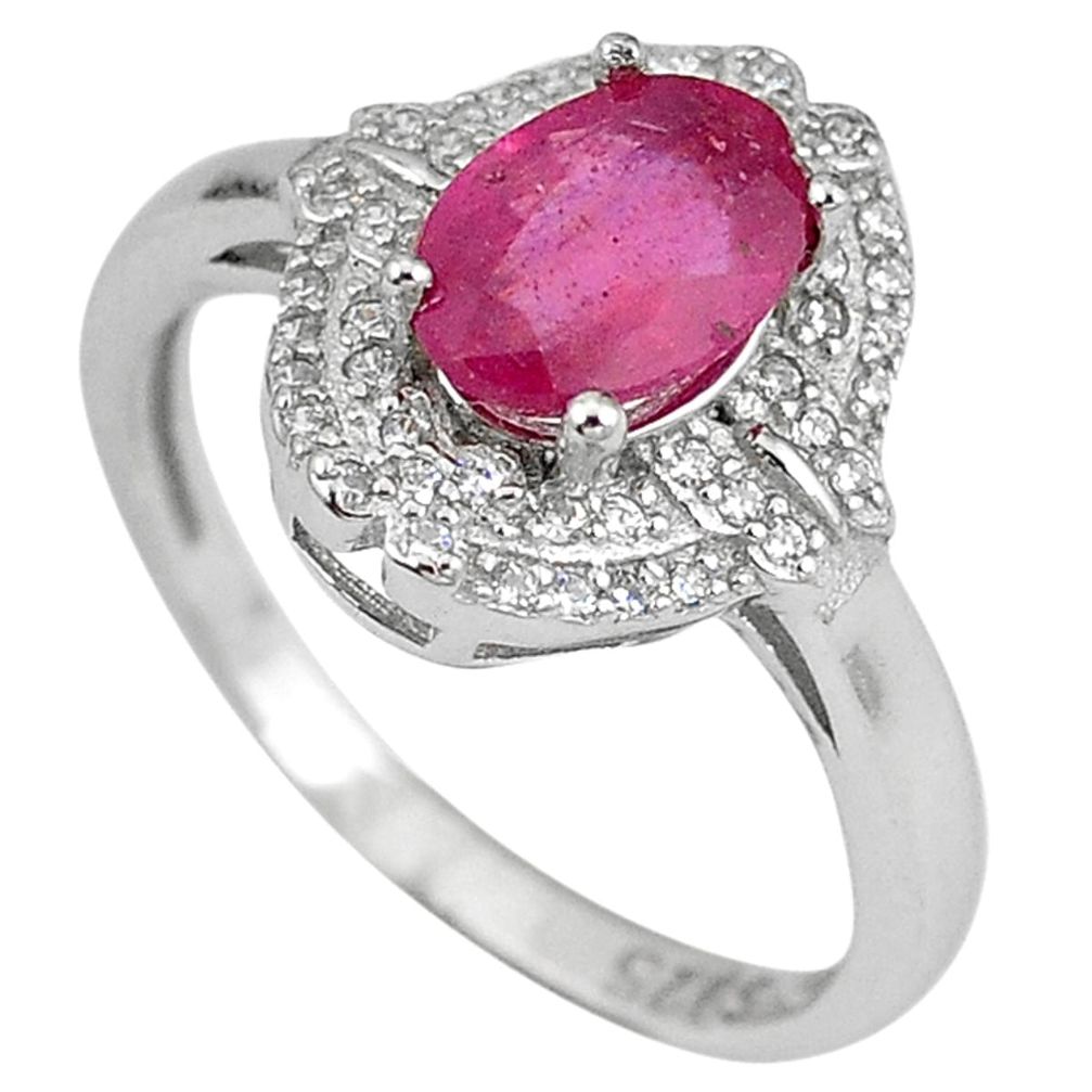 Natural red ruby topaz 925 sterling silver ring jewelry size 6.5 c17785