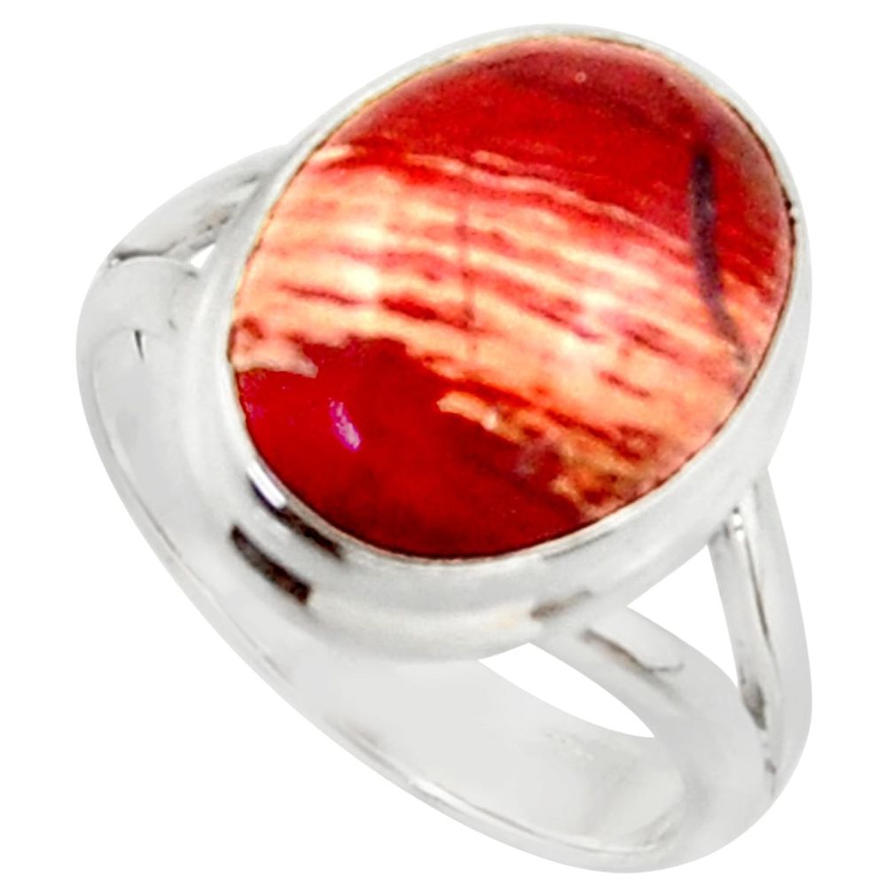 7.40cts natural red snakeskin jasper 925 silver solitaire ring size 7.5 d46503