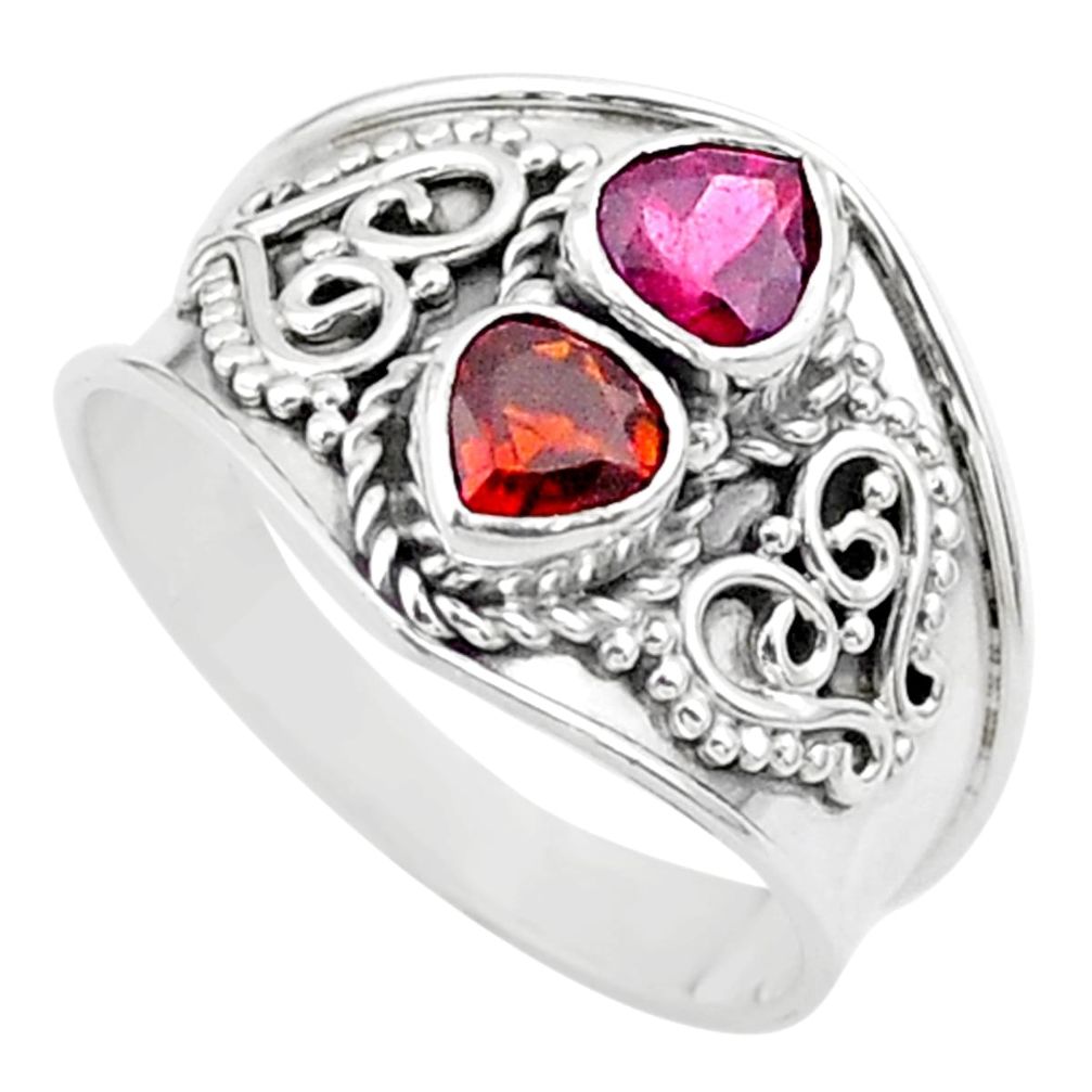 1.74cts natural red tourmaline 925 sterling silver ring jewelry size 8 t44865