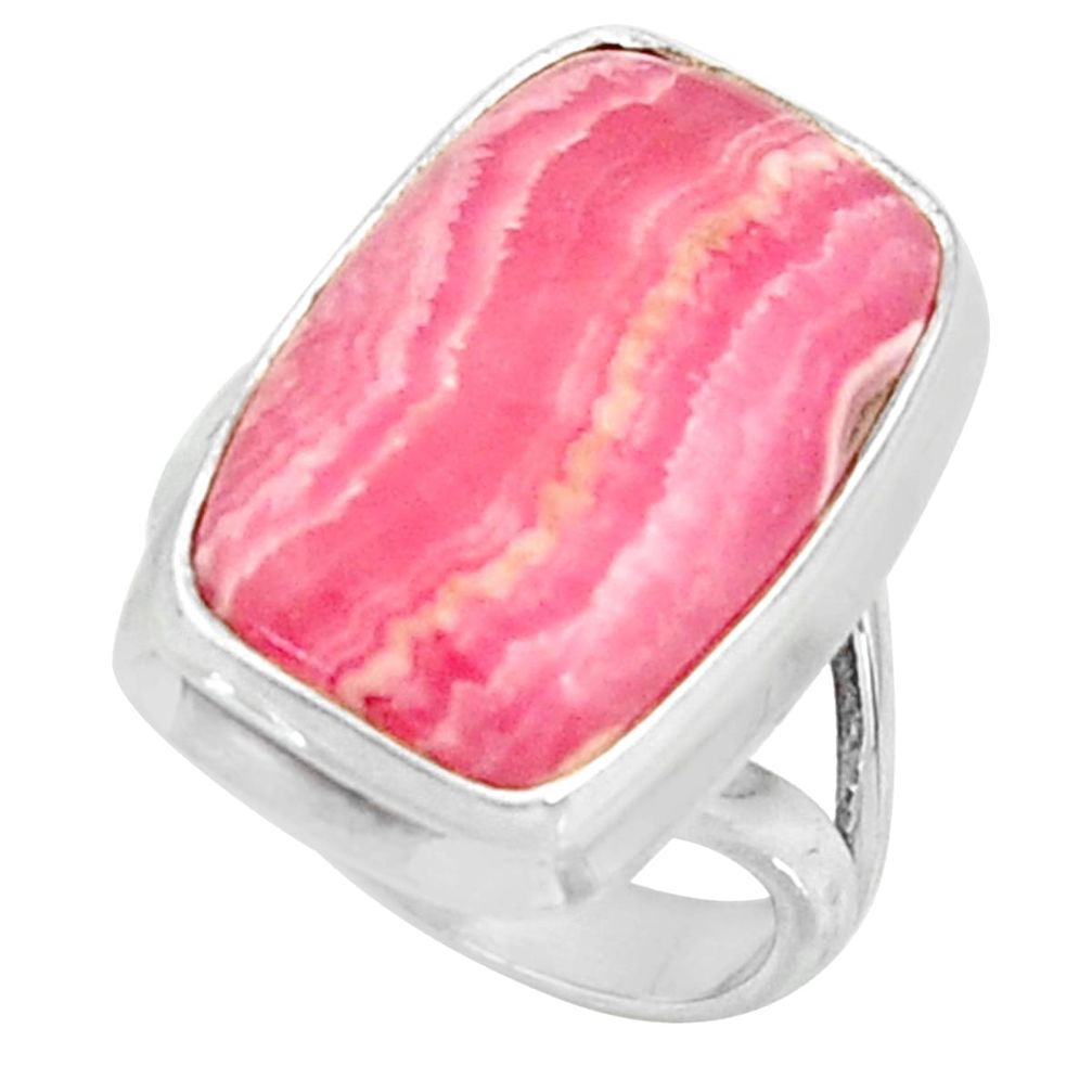 13.77cts natural rhodochrosite inca rose 925 silver solitaire ring size 6 r28023