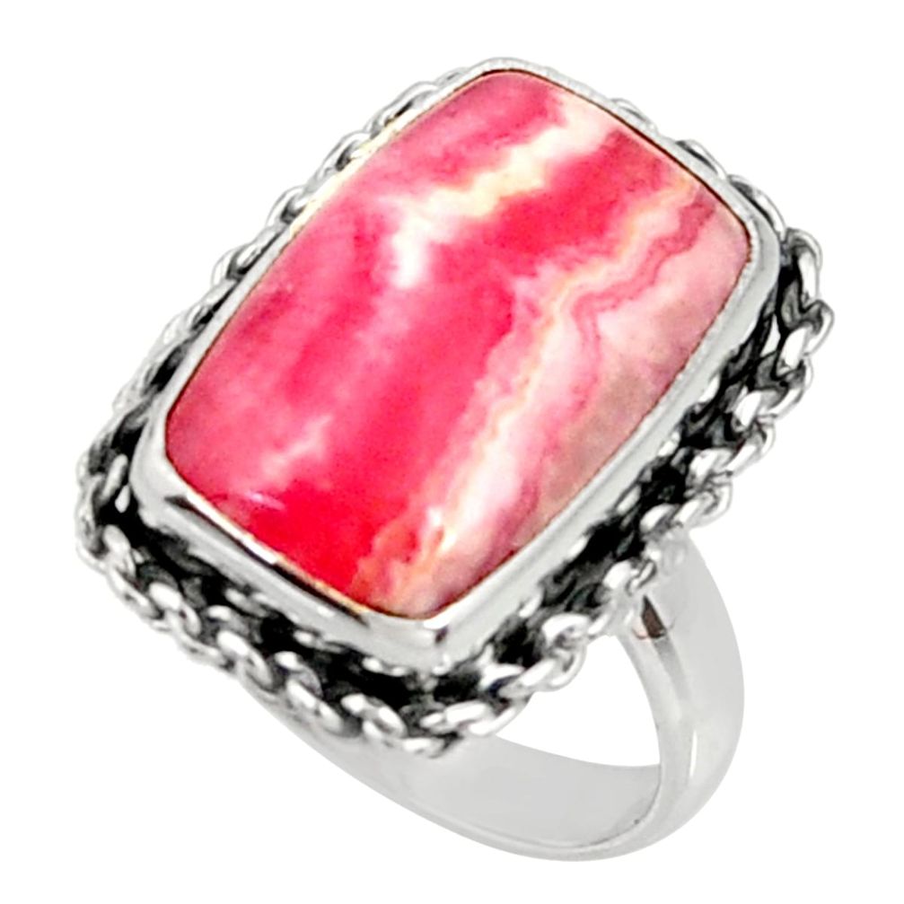 9.39cts natural rhodochrosite inca rose 925 silver solitaire ring size 7 r28014