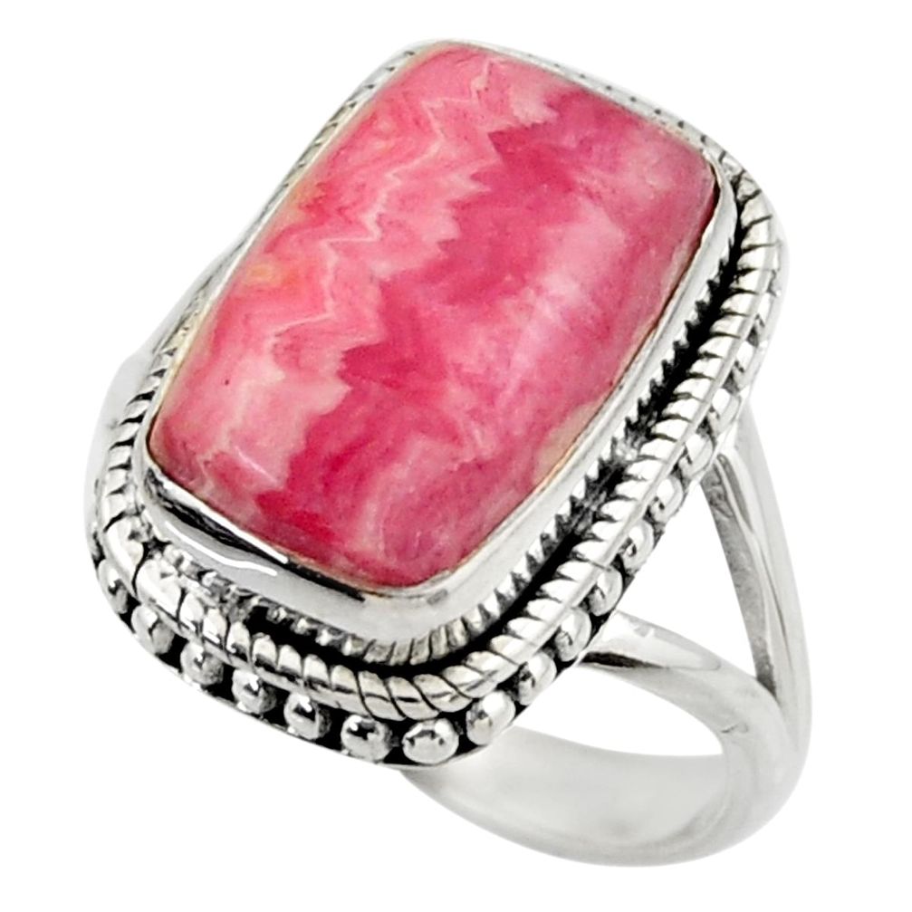 9.47cts natural rhodochrosite inca rose 925 silver solitaire ring size 8 r28801