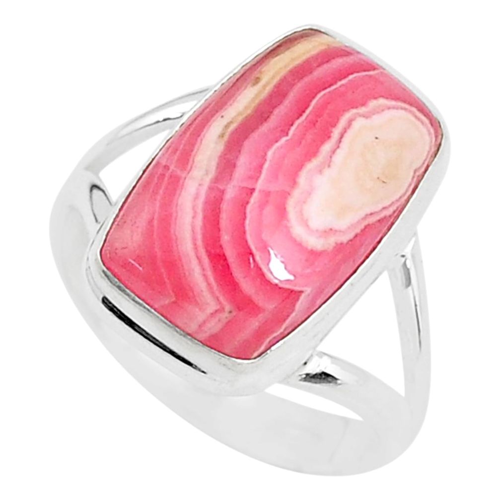 8.77cts natural rhodochrosite inca rose 925 silver solitaire ring size 8 t4235