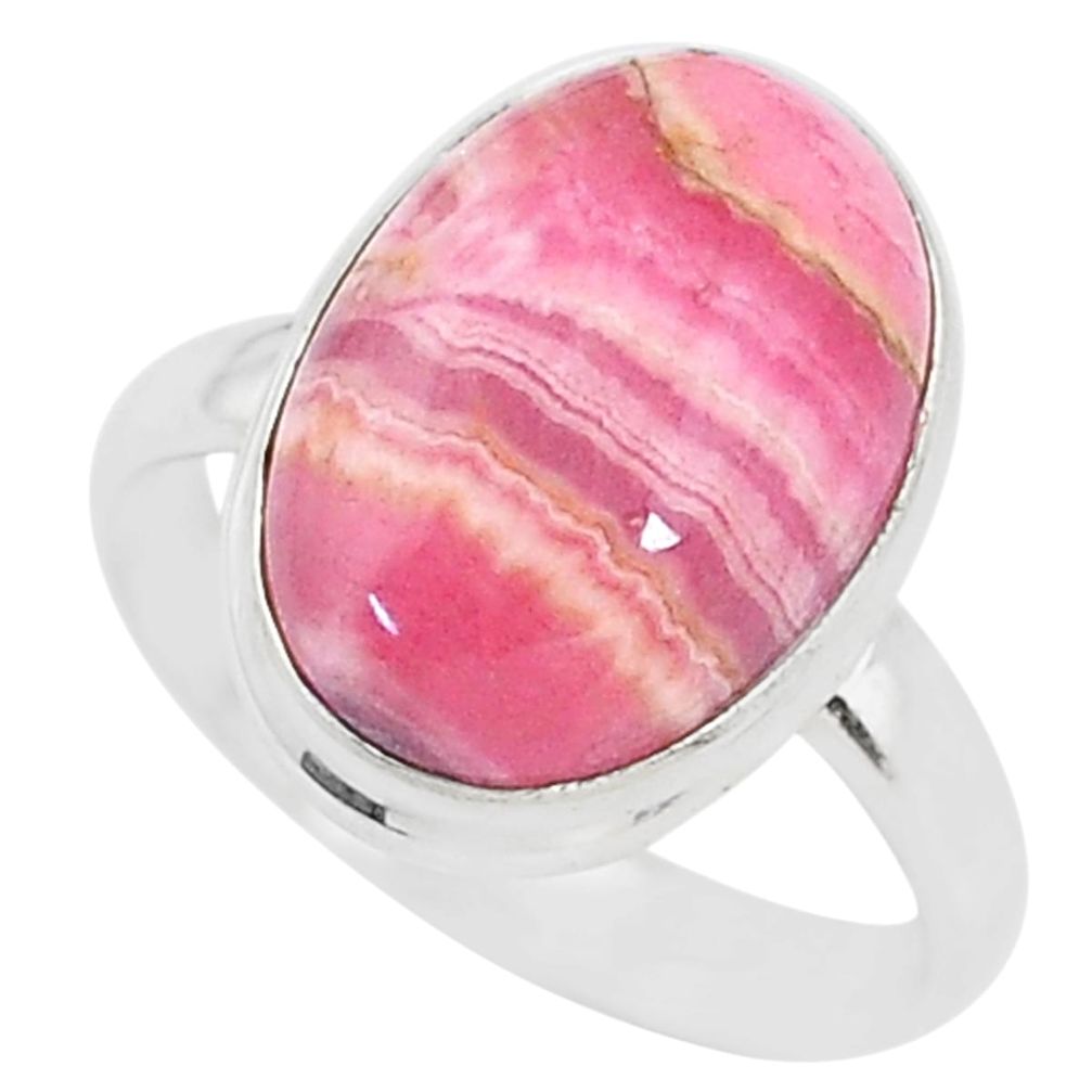 10.01cts natural rhodochrosite inca rose 925 silver solitaire ring size 9 t4231