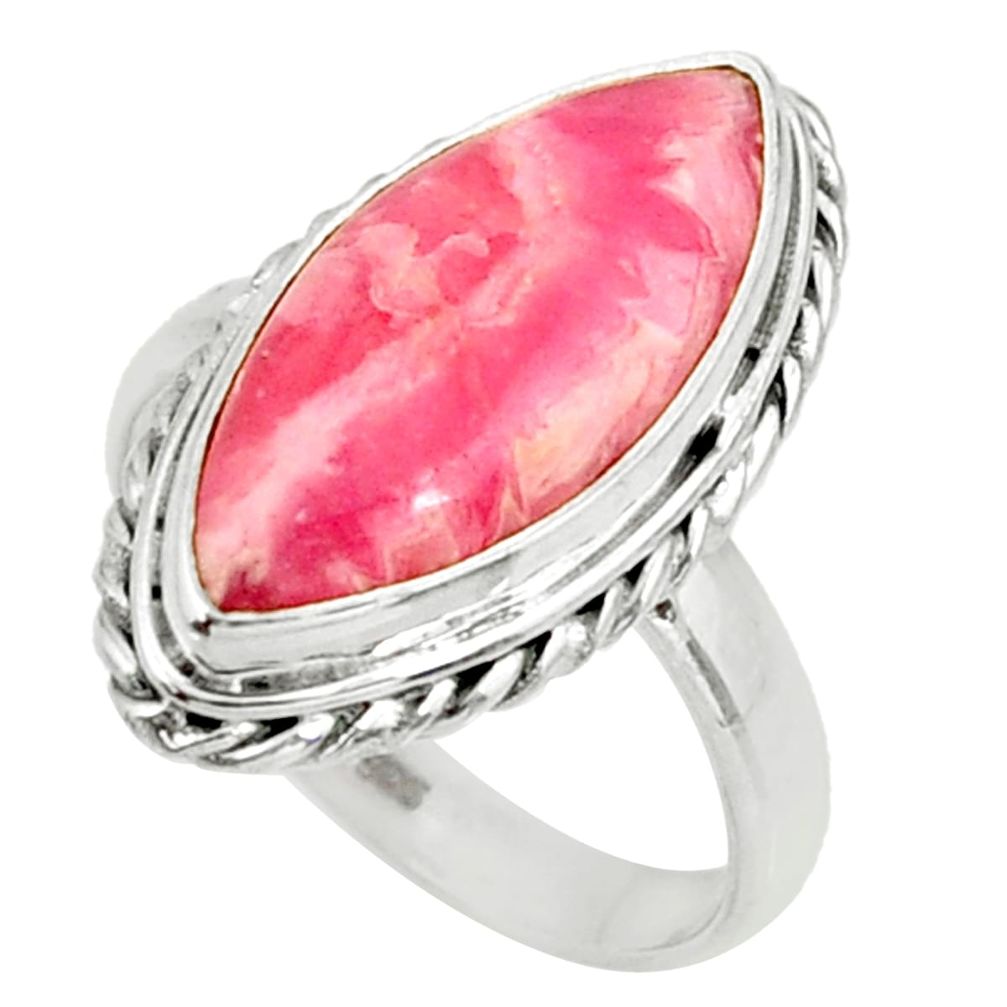 12.83cts natural rhodochrosite inca rose silver solitaire ring size 8.5 r28005