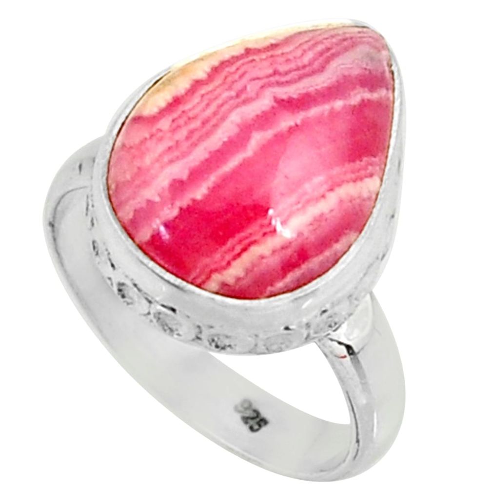 7.33cts natural rhodochrosite inca rose silver solitaire ring size 6.5 r28008