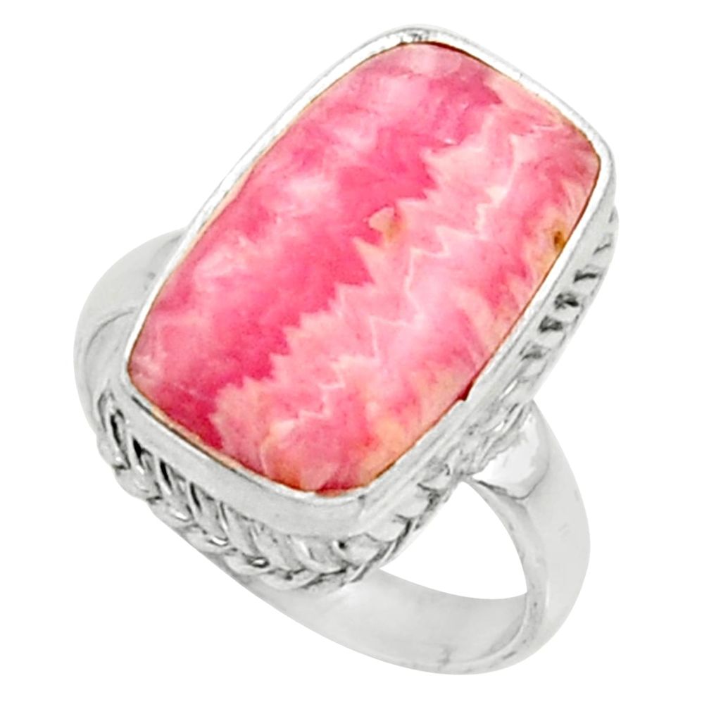 7.78cts natural rhodochrosite inca rose silver solitaire ring size 6.5 r28029