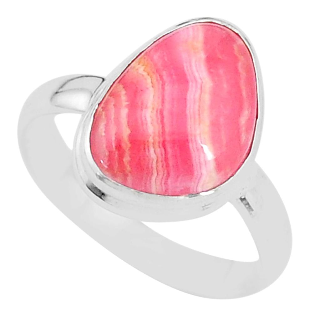 6.47cts natural rhodochrosite inca rose silver solitaire ring size 9.5 t4239