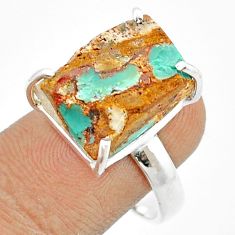 11.44cts natural royston ribbon turquoise silver solitaire ring size 8 u31532