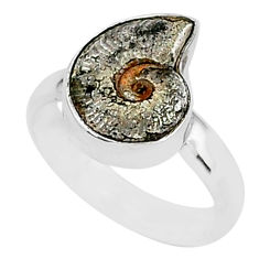 6.03cts natural russian jurassic opal ammonite 925 silver ring size 6 r95449