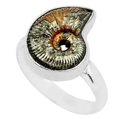 9.67cts natural russian jurassic opal ammonite 925 silver ring size 9 r95446
