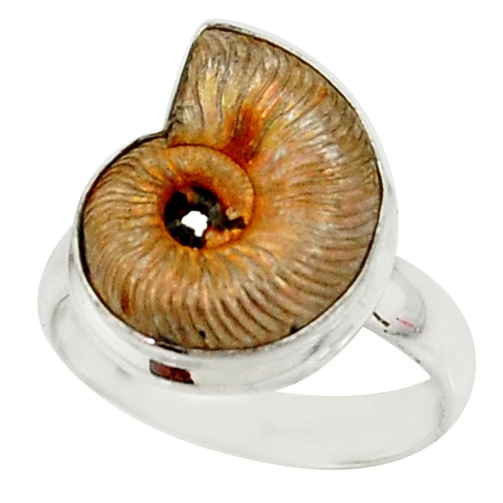 12.07cts natural russian jurassic opal ammonite fancy silver ring size 10 r39585