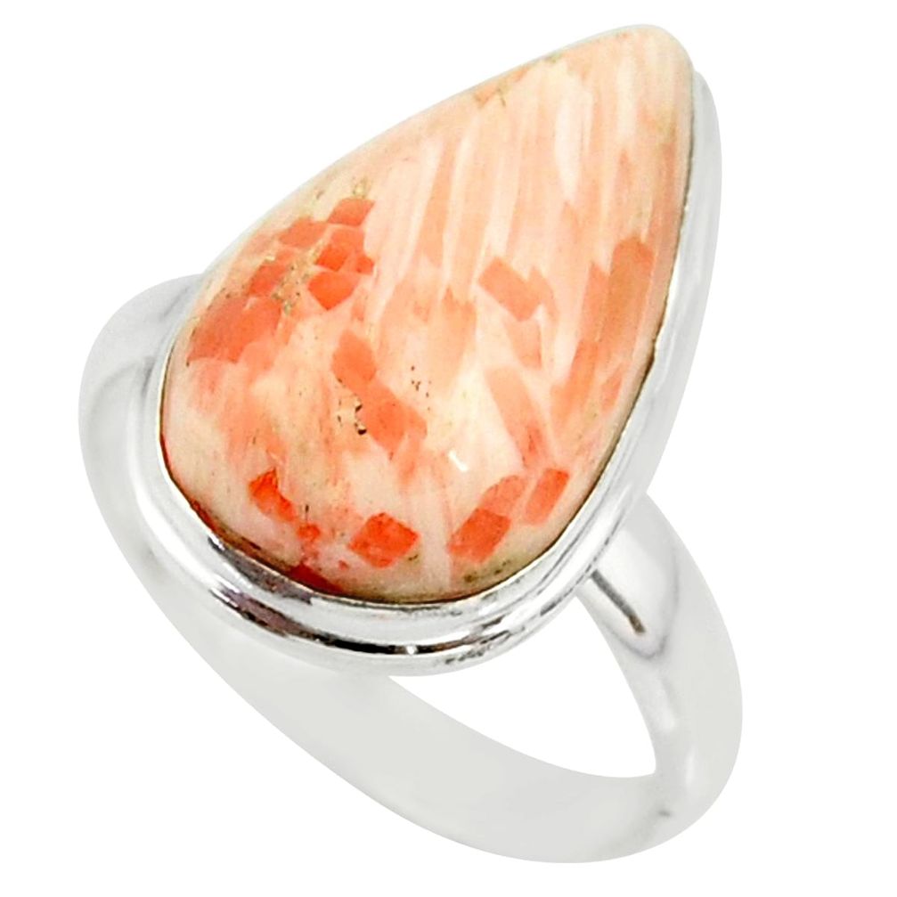 14.72cts natural scolecite high vibration crystal 925 silver ring size 10 r39426