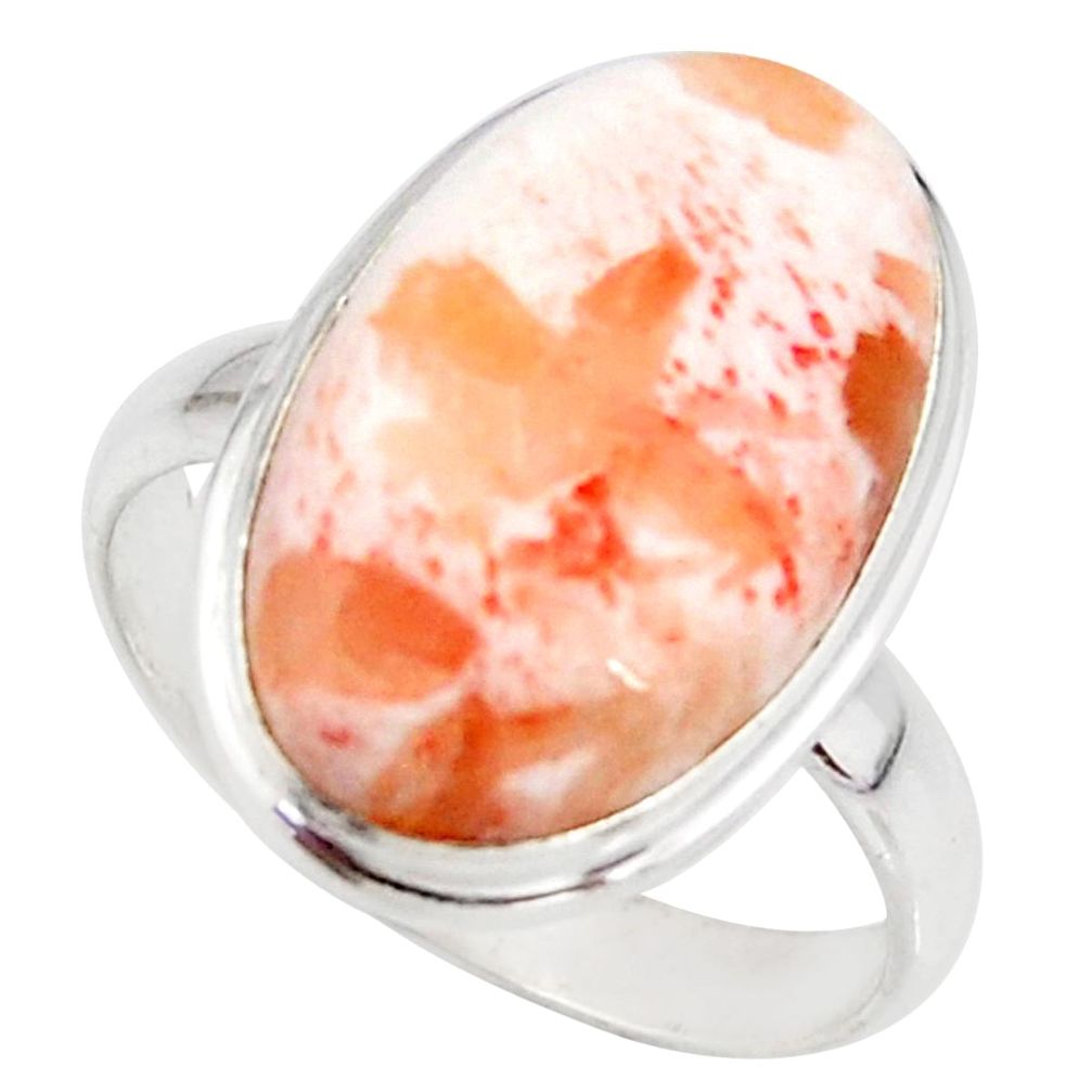 14.57cts natural scolecite high vibration crystal 925 silver ring size 10 r39442