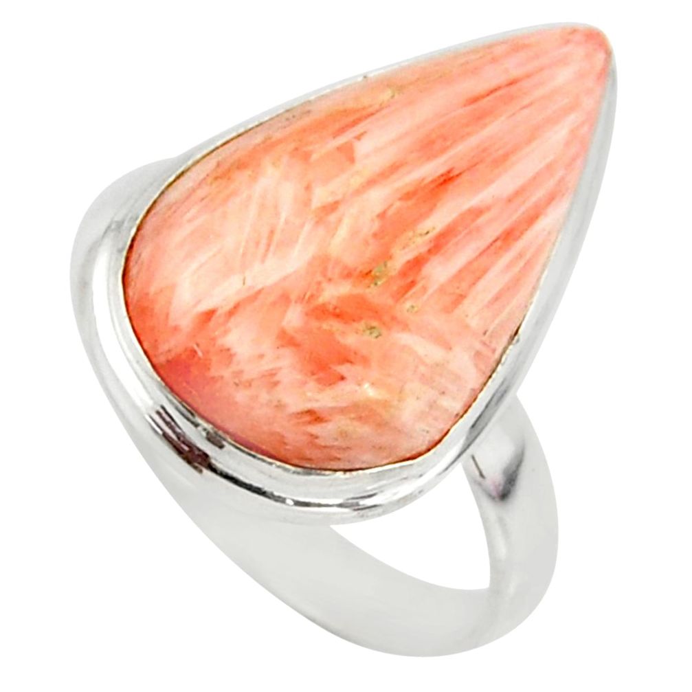 15.08cts natural scolecite high vibration crystal 925 silver ring size 10 r39450