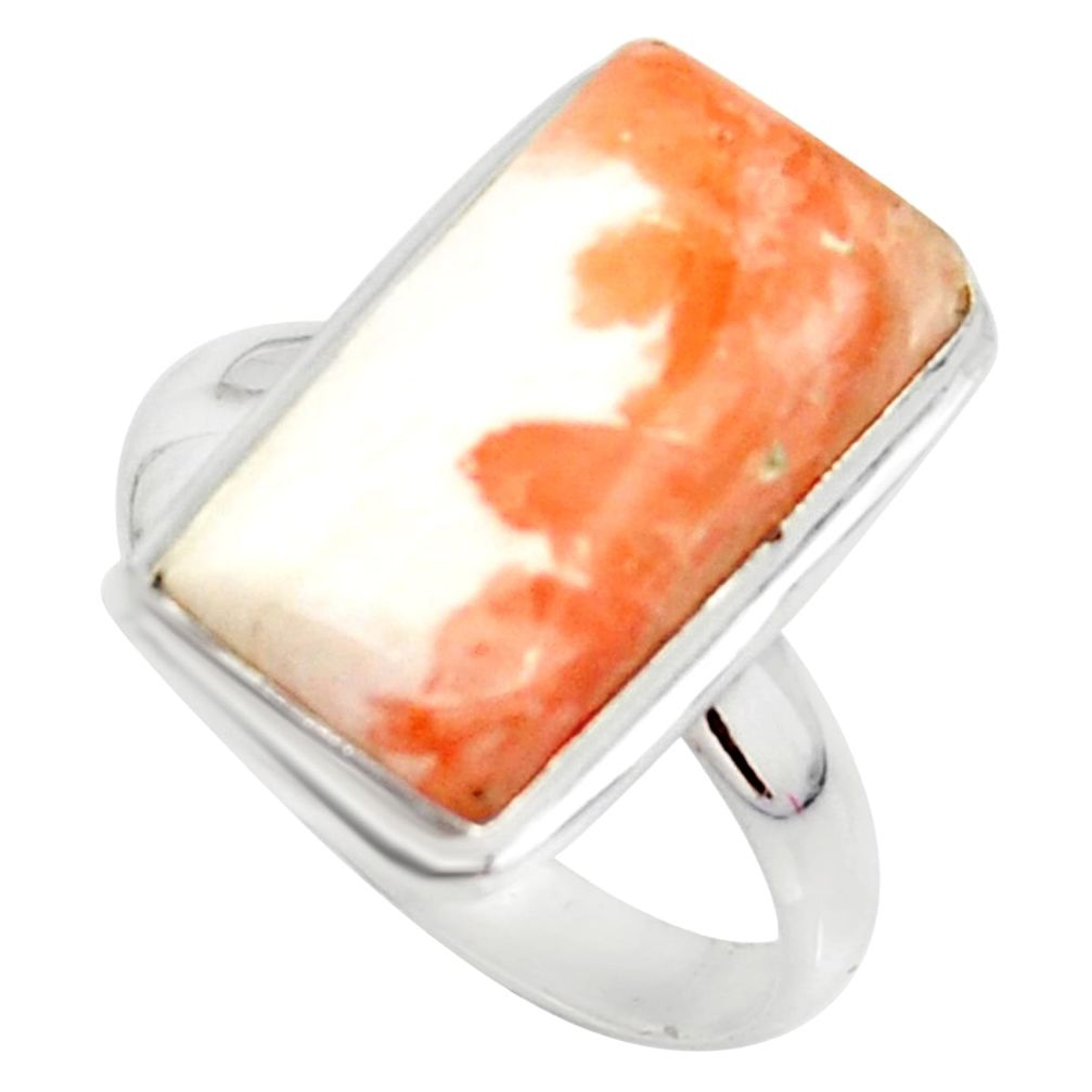 11.65cts natural scolecite high vibration crystal 925 silver ring size 10 r39456
