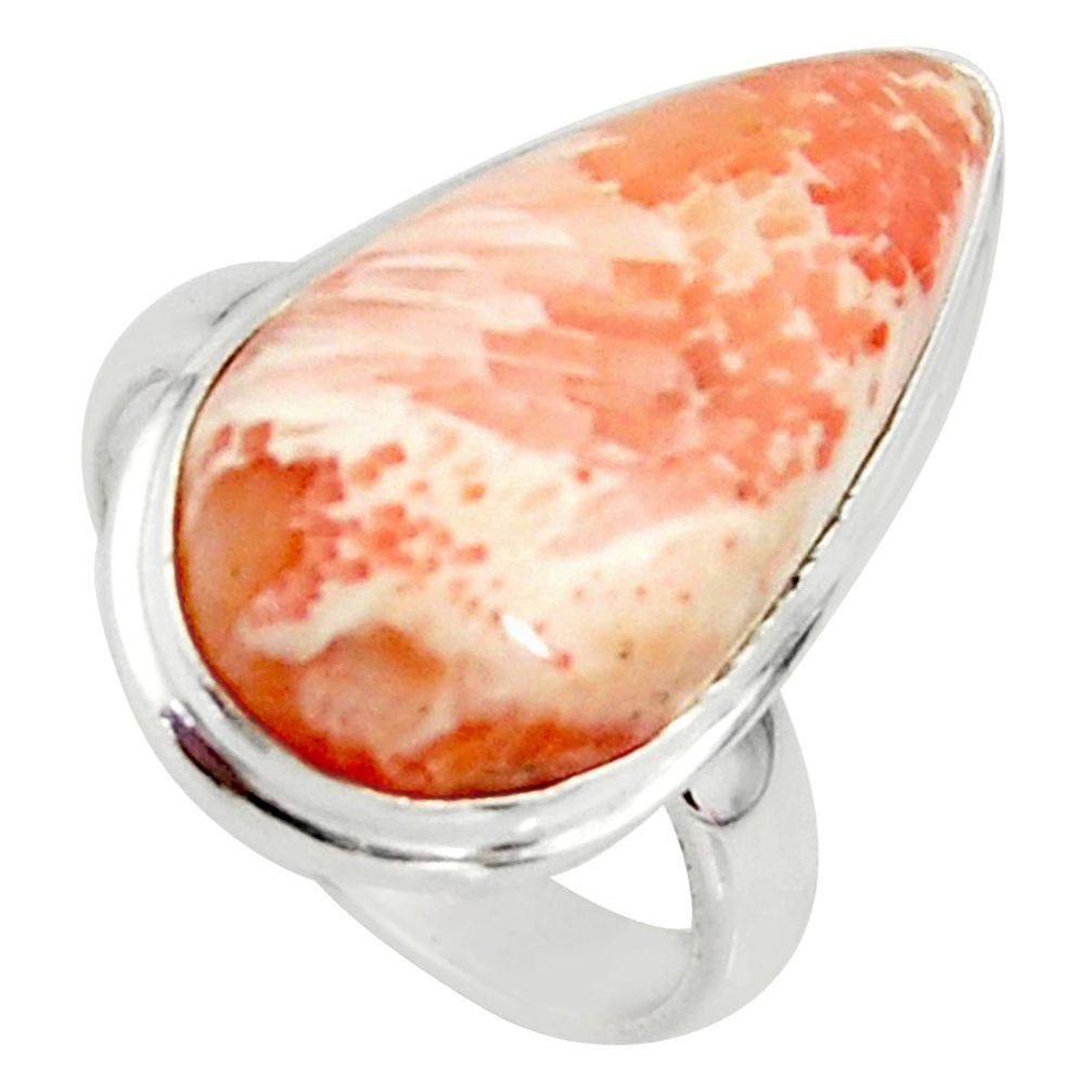 14.23cts natural scolecite high vibration crystal 925 silver ring size 6 r39425