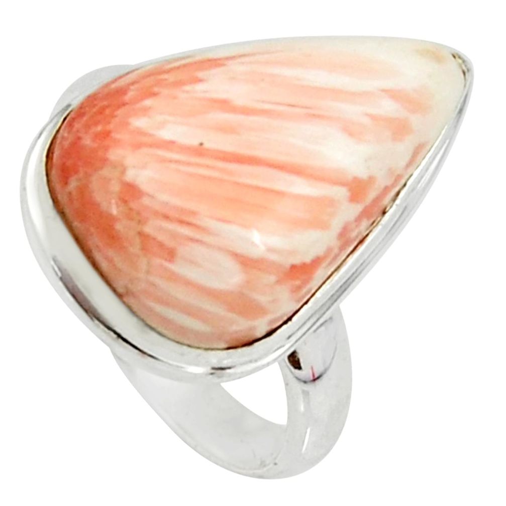 14.23cts natural scolecite high vibration crystal 925 silver ring size 8 r39428