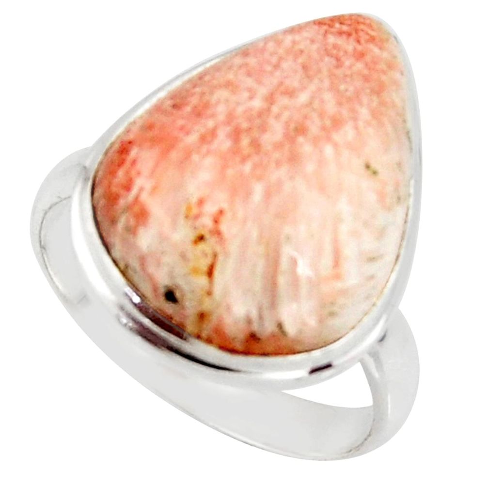 14.72cts natural scolecite high vibration crystal 925 silver ring size 9 r39446