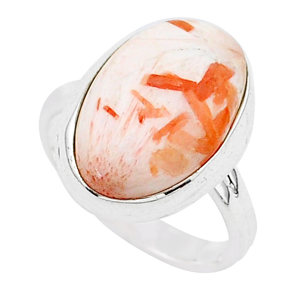 10.37cts natural scolecite high vibration crystal 925 silver ring size 9 r95745