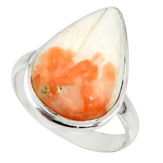 14.68cts natural scolecite high vibration crystal silver ring size 9.5 r39431