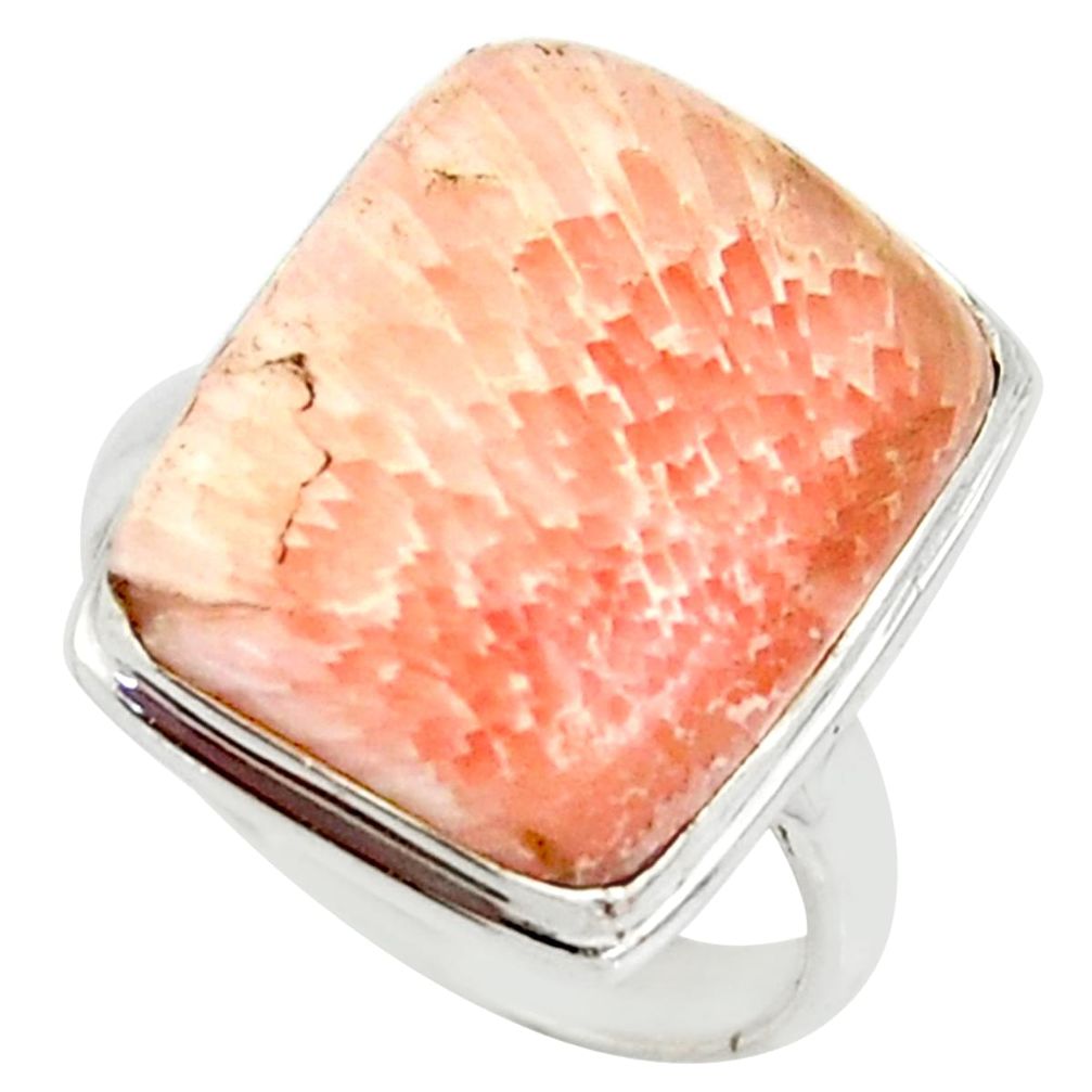 14.90cts natural scolecite high vibration crystal silver ring size 8.5 r39432