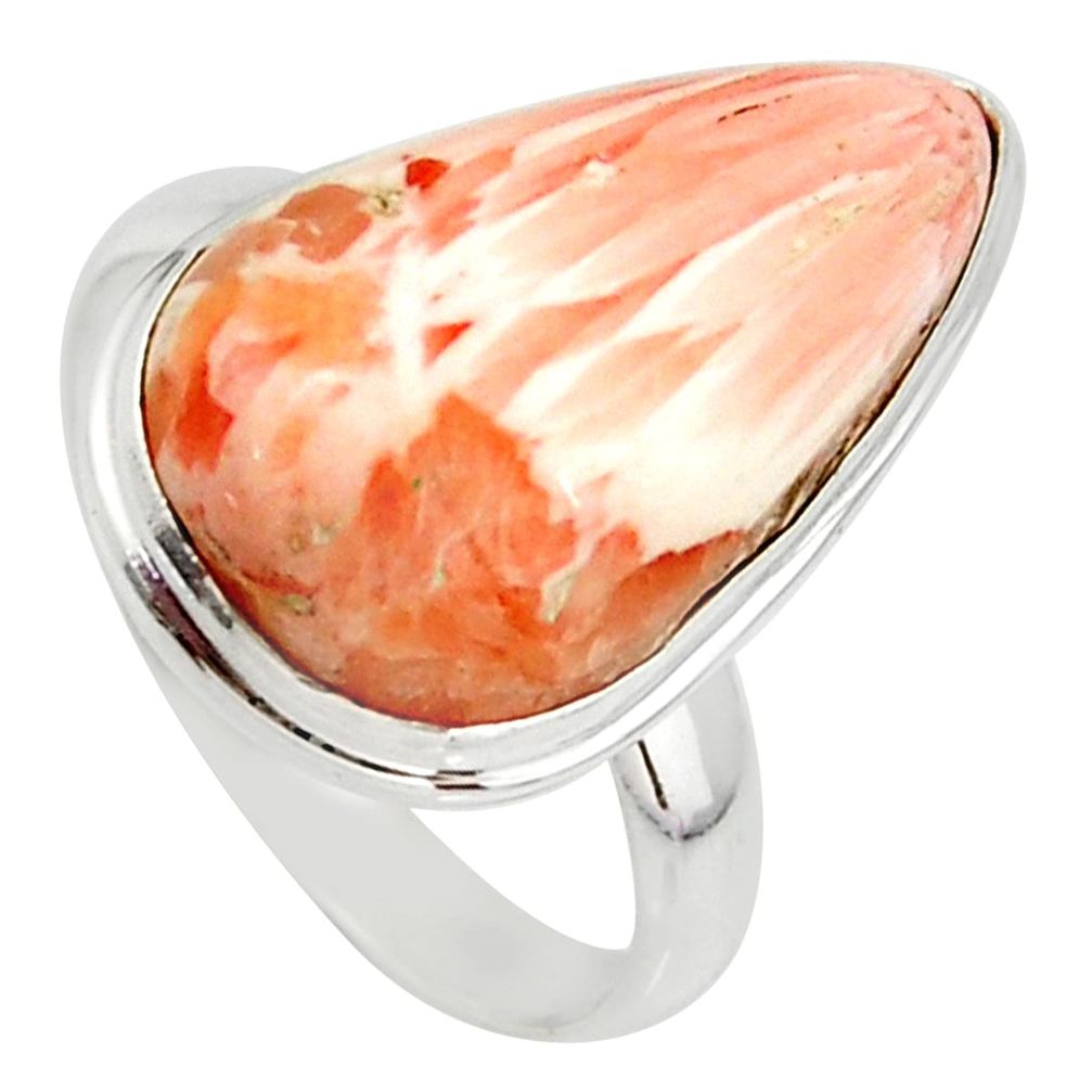 14.88cts natural scolecite high vibration crystal silver ring size 9.5 r39451
