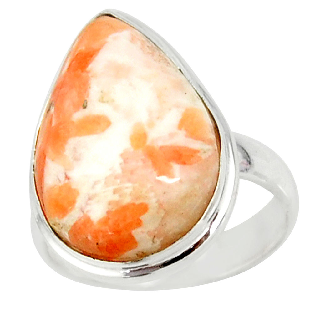 13.15cts natural scolecite high vibration crystal silver ring size 6.5 r39452