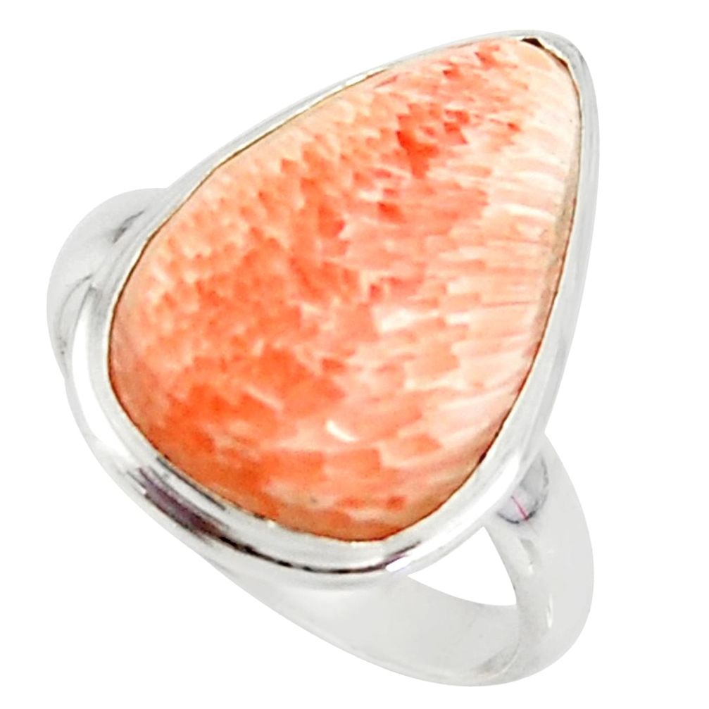 14.23cts natural scolecite high vibration crystal silver ring size 8.5 r39453