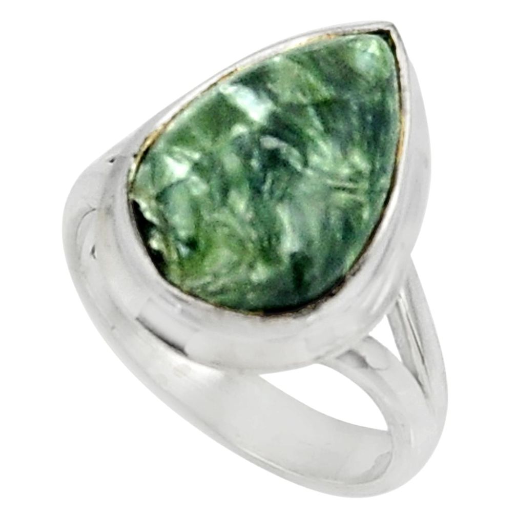 7.12cts natural seraphinite (russian) 925 silver solitaire ring size 6.5 r28297