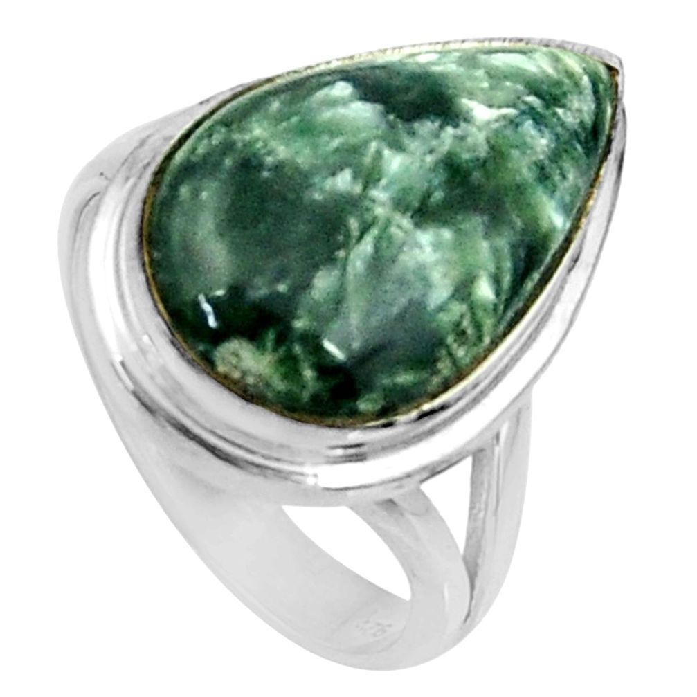 11.44cts natural seraphinite (russian) 925 silver solitaire ring size 7 r28295