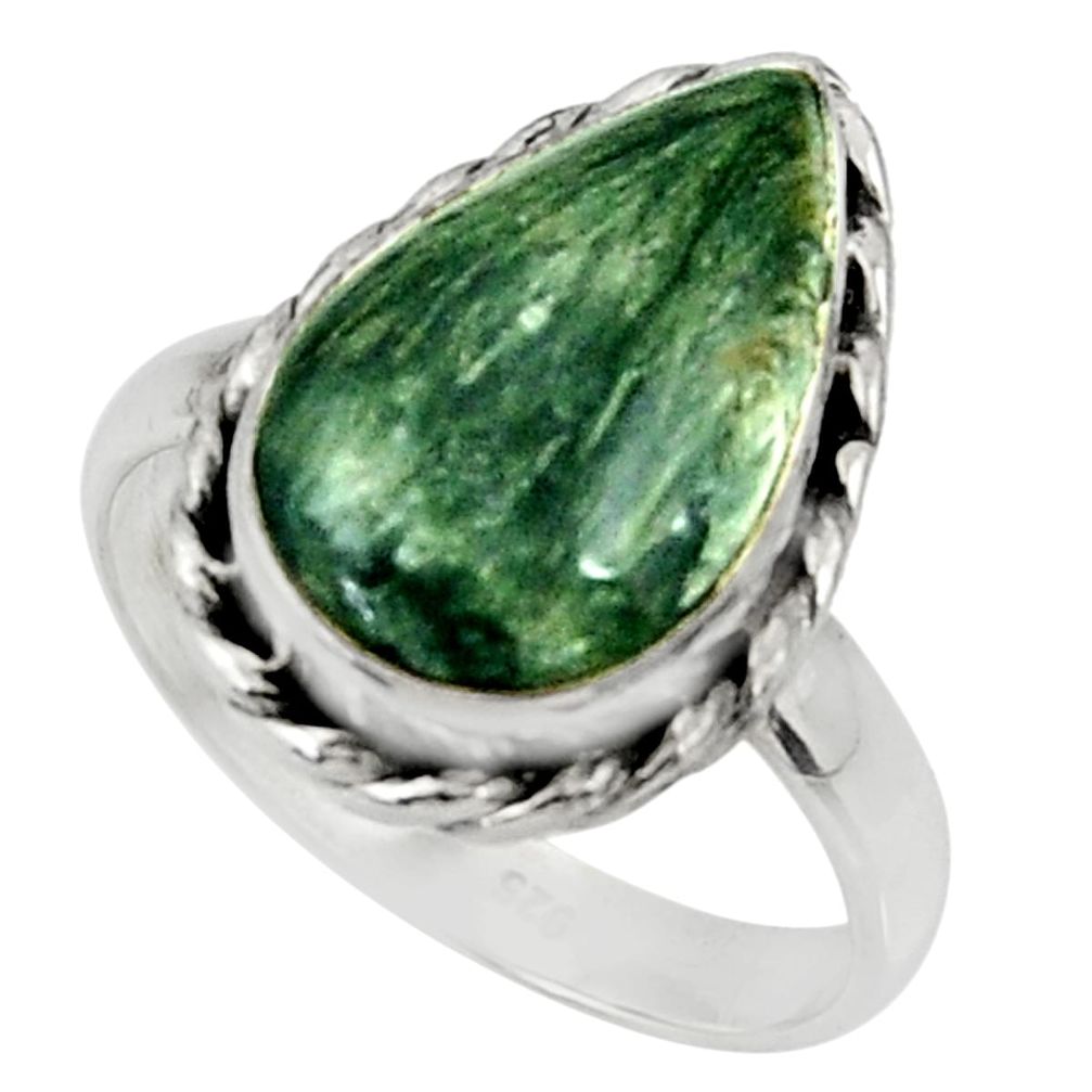 8.94cts natural seraphinite (russian) 925 silver solitaire ring size 9 r28299