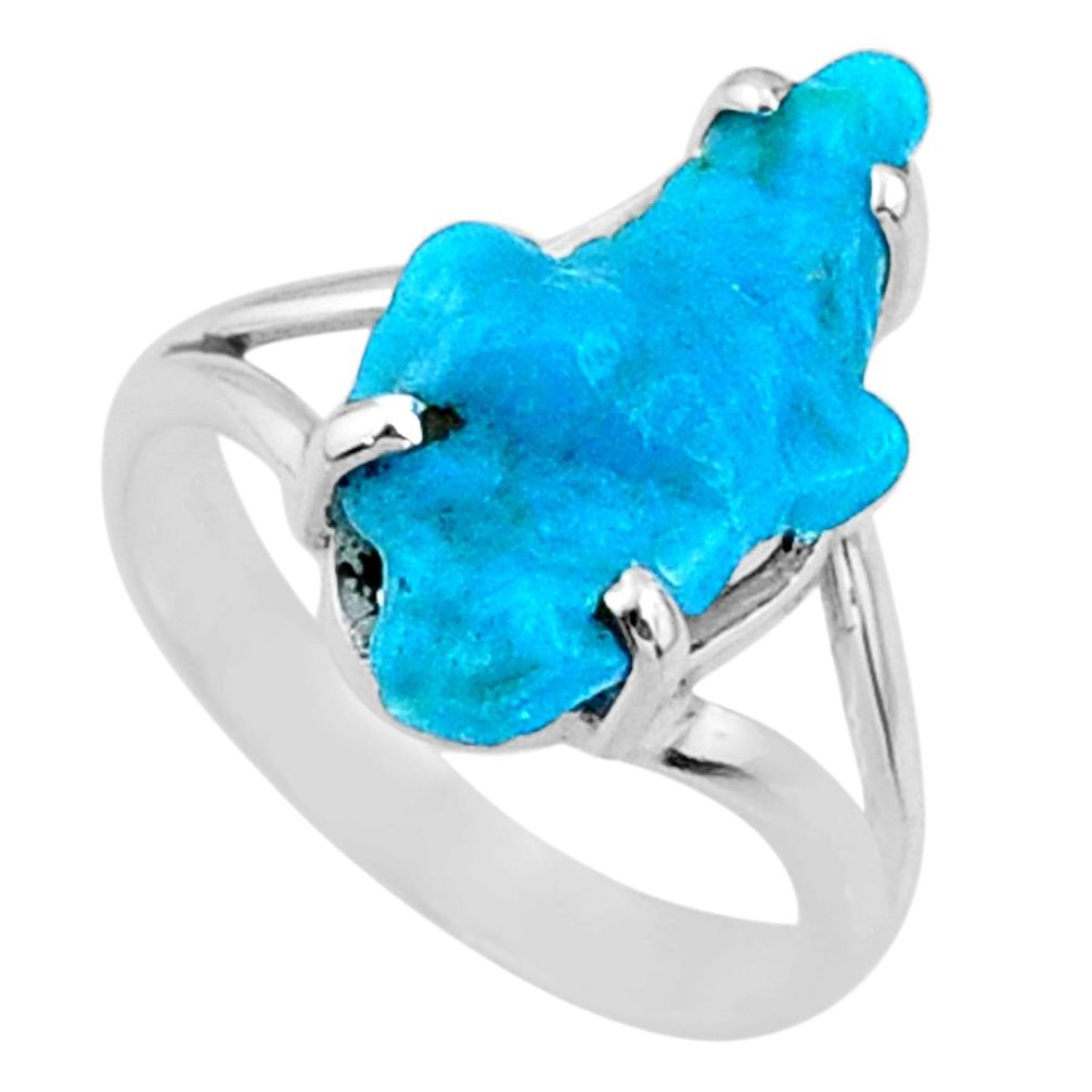 7.61cts natural sleeping beauty turquoise raw 925 silver ring size 8.5 r66862