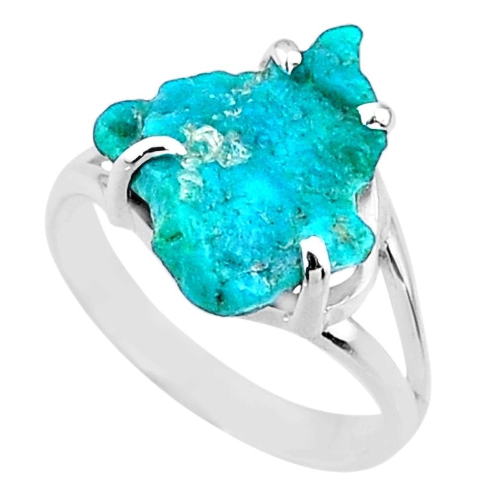 7.24cts natural sleeping beauty turquoise rough 925 silver ring size 9.5 r66871