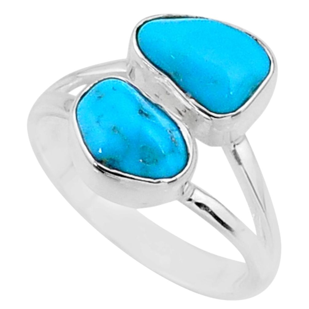 8.95cts natural sleeping beauty turquoise raw 925 silver ring size 7 r65636