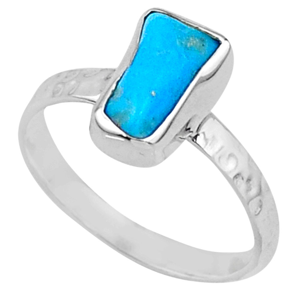 3.95cts natural sleeping beauty turquoise raw 925 silver ring size 8 r65591