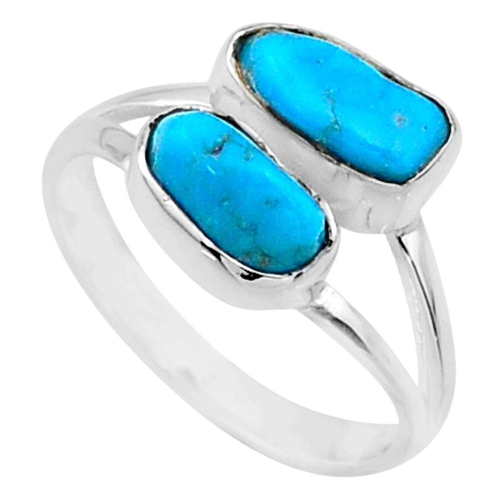 8.67cts natural sleeping beauty turquoise rough 925 silver ring size 8 r65628