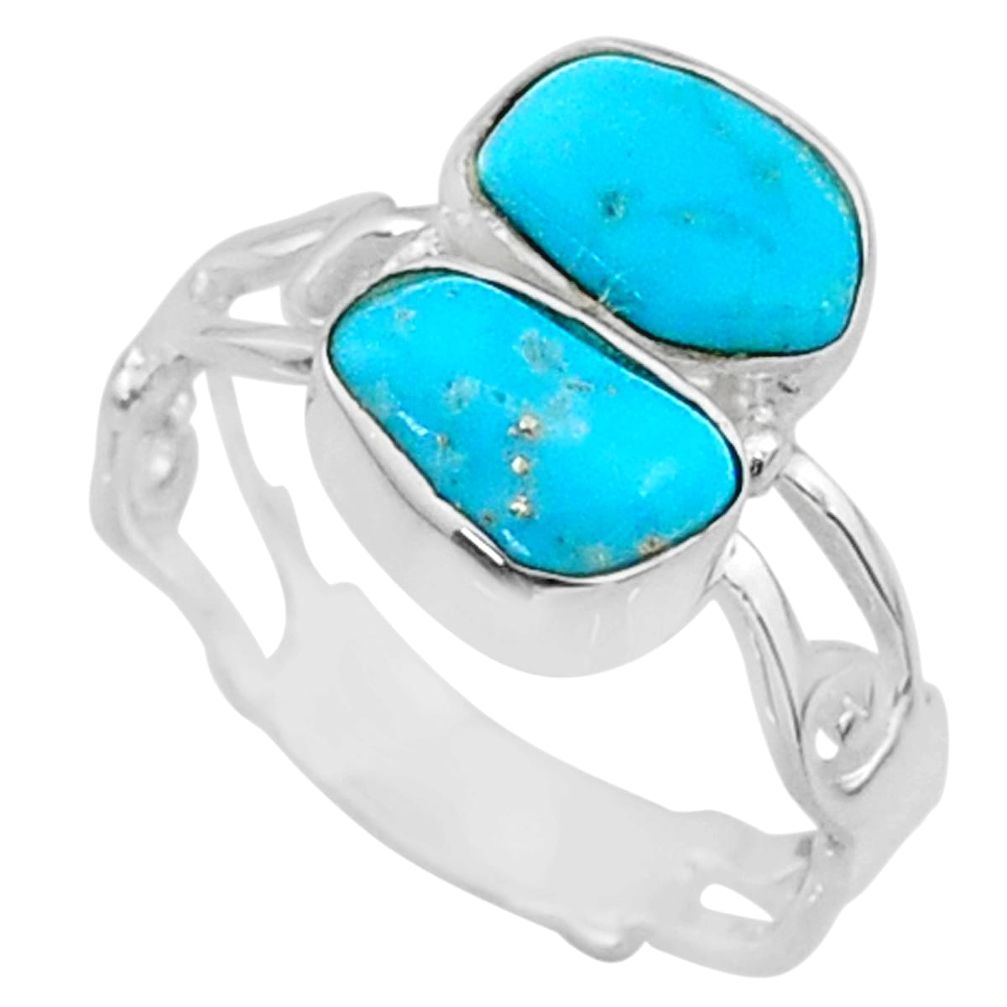 9.27cts natural sleeping beauty turquoise raw 925 silver ring size 8 r65639