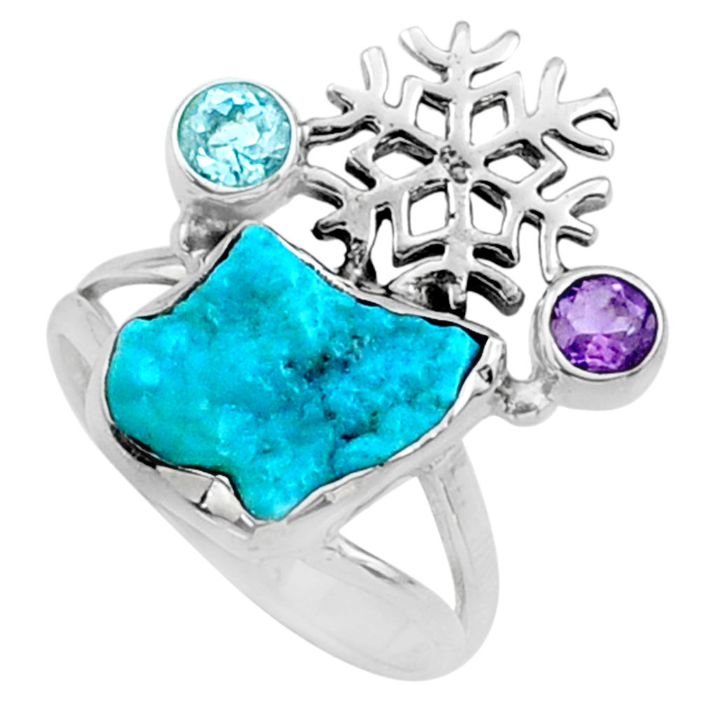 7.54cts natural sleeping beauty turquoise raw 925 silver ring size 8 r66696