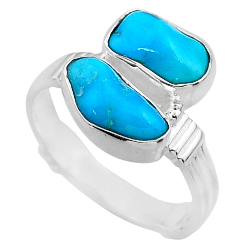 11.18cts natural sleeping beauty turquoise rough 925 silver ring size 9 r65633