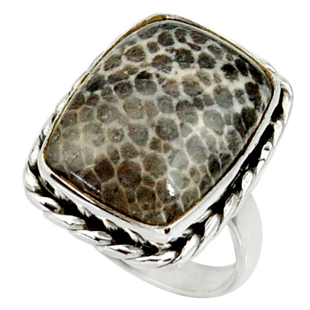 14.12cts natural stingray coral from alaska silver solitaire ring size 7 r28061