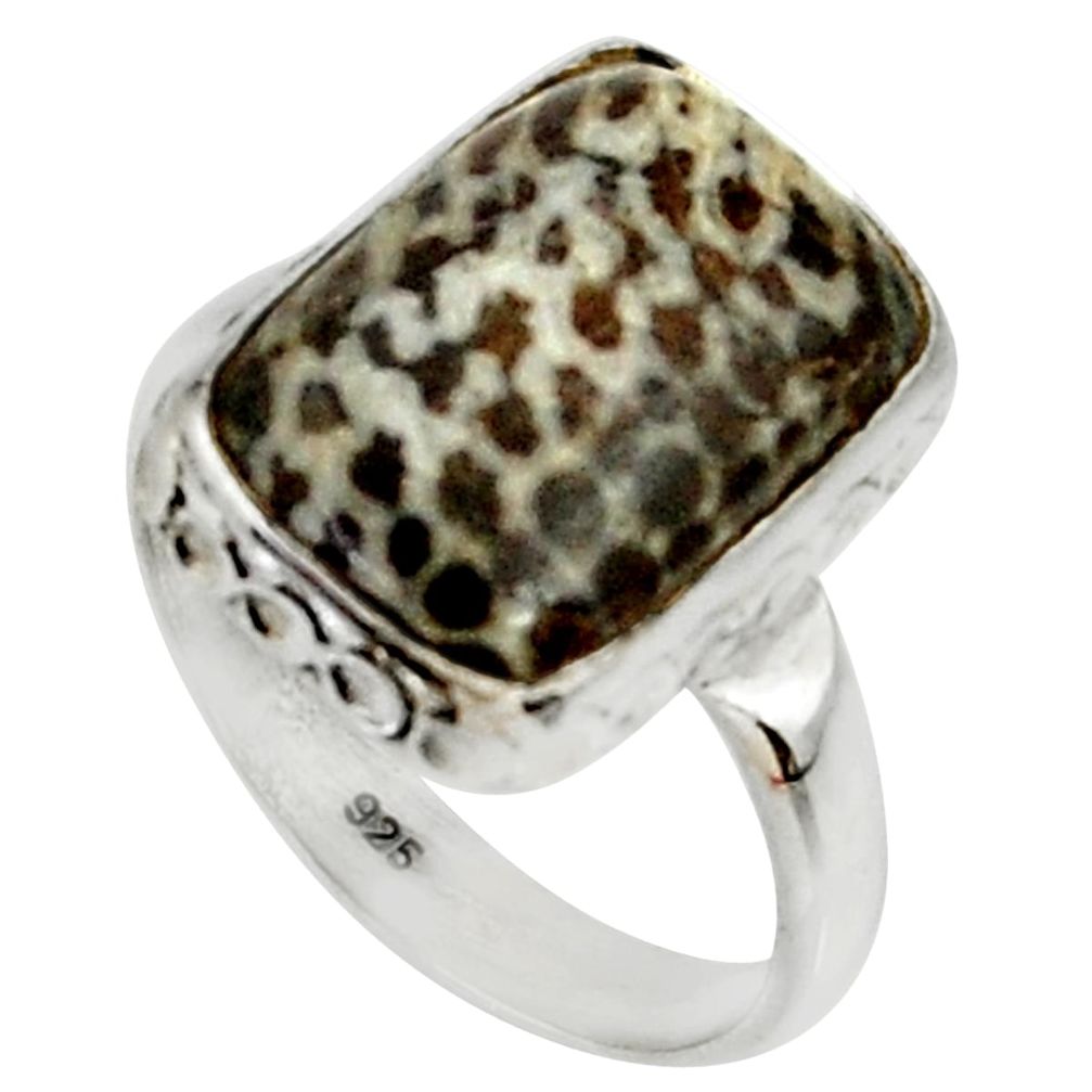 6.57cts natural stingray coral from alaska silver solitaire ring size 7 r28136