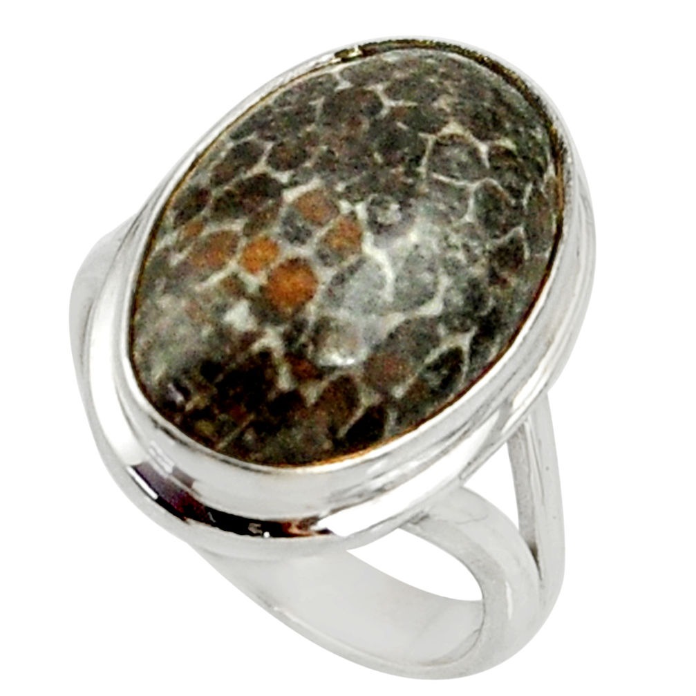 13.69cts natural stingray coral from alaska silver solitaire ring size 7 r28140