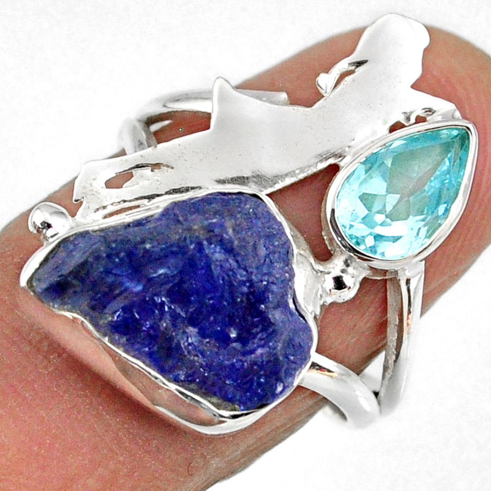 7.50cts natural tanzanite rough 925 silver ballet dance charm ring size 7 r61926