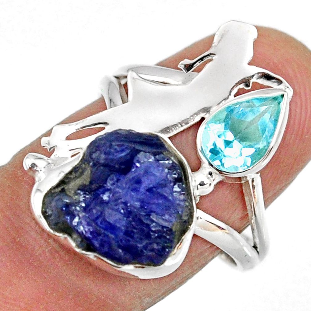 7.50cts natural tanzanite rough 925 silver ballet dance charm ring size 7 r61931