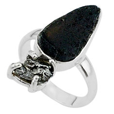 9.18cts natural tektite campo del cielo meteorite 925 silver ring size 7 t14206